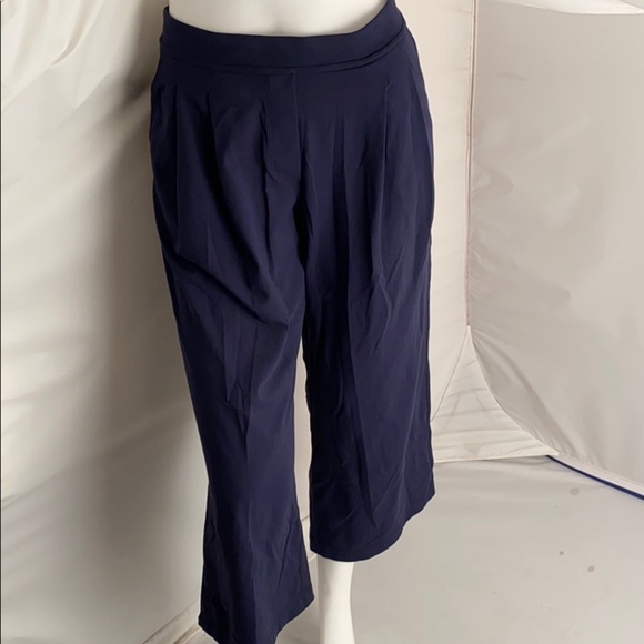 lululemon athletica Pants - Lululemon navy pleated wide leg cropped pants